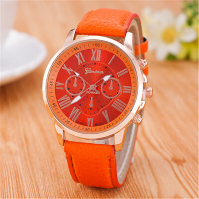 

Explosion watches Geneva fake three-eye belt fashion womens Roman scale womens watch