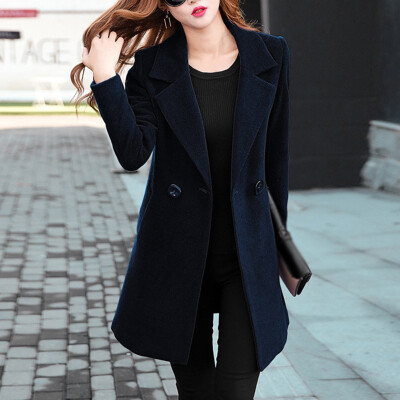 

Women Lapel Collar Long Sleeve Tops Blazer Suit Outwear Solid Office Work Coat