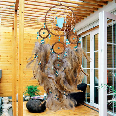

Greensen Coffee Ring Big Pine Stone Beads Dream Catcher Home Crafts Wall Car Pendant Decoration