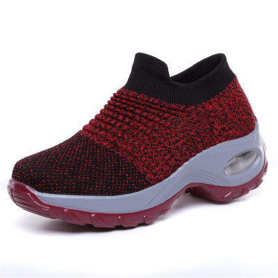 

breathable air mesh spring 2019 flat heels sneakers women casual slip on stretch knitted sock platform shoes woman flats