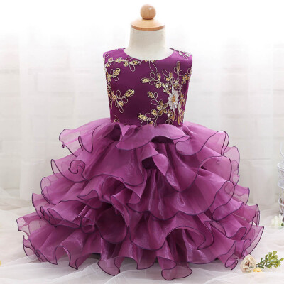 

Childrens Kids Girls Floral Princess Floral Gown Party Sleeveless Tutu Dress