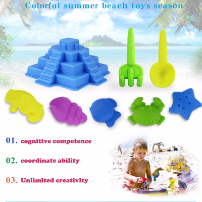 

YIWULA8Pcs Sand Sandbeach Castle Model Kids Beach Castle Water Tools Toys Sand Game