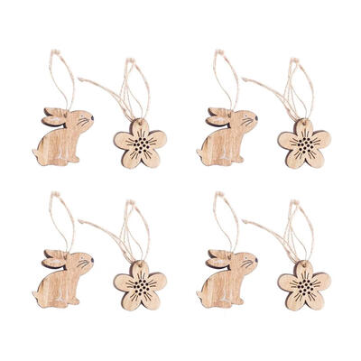 

8pcsset Wooden Ornament Easter Spring Home Decor RabbitFlowerRoosterEgg