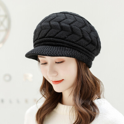 

2019 new rabbit hair hat ladies autumn&winter cap knitted hat warm solid color beret factory direct sales