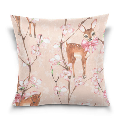 

ALAZA Throw Pillow Cover 16 X 16 inch Cushion Cover with Fawns Printed Pillowcase