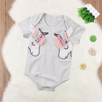 

US Stock Newborn Baby Girls Unicorn Romper Top Jumpsuit Bodysuit Outfits Clothes