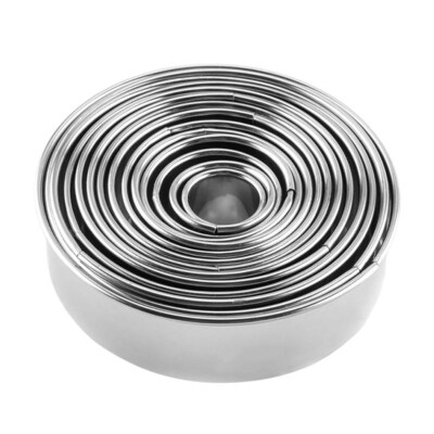 

14Pcs Stainless Steel Round Mousse Fondant Cake Mold Cookie Cutter Baking Tool