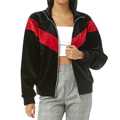 

Toponeto Womens Winter Casual Colorblock Warm Corduroy Zipper Coat
