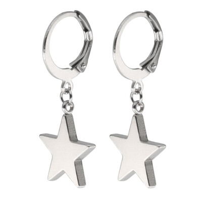 

2PCS Punk Black Sliver Gold Star Pendant Ear Stud Earrings Ear Clip UK