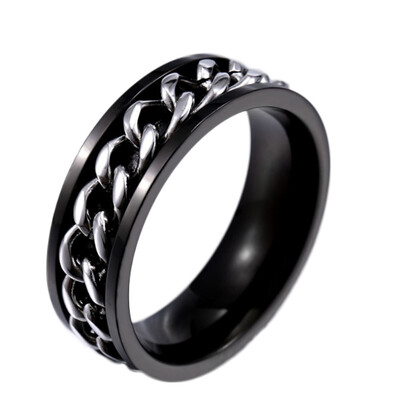 

Fashion Ring Stainless Steel rainbow ring Cool New Man Rainbow Spinner Steel Spinner Chain Ring