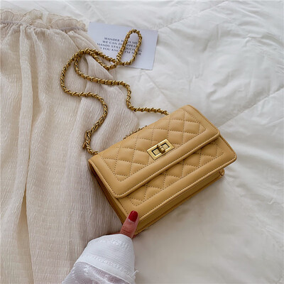 

Small fragrance rhombic chain texture bag female 2019 new wave Korean version of the wild single shoulder slung fashion small square bag