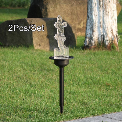 

2PCS Acrylic ParrotGecko Shaped Solar Powered Lawn Light Outdoor Landscape Lamp for Garden Patio Yard Courtyard Path Decoration
