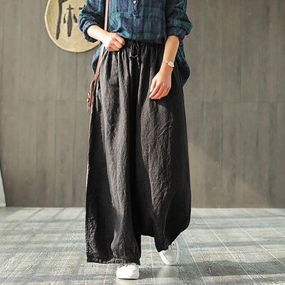 

Tailored Fashion Womens Leisure Straight Strappy Cotton&Hemp Long Pants