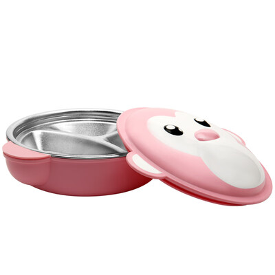 

Taifu high childrens tableware water injection insulation bowl stainless steel baby separation plate 300ML pink