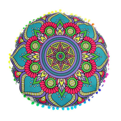 

Kozart 43 43 CM Round Indian Mandala Floor Round Bohemian Pillows Case Color Pillow Cover Textile Pillow Slip