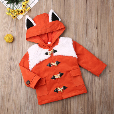 

Kids Baby Girls Boys Hooded Coat Winter Windbreaker 3D Fox Jacket Outerwear