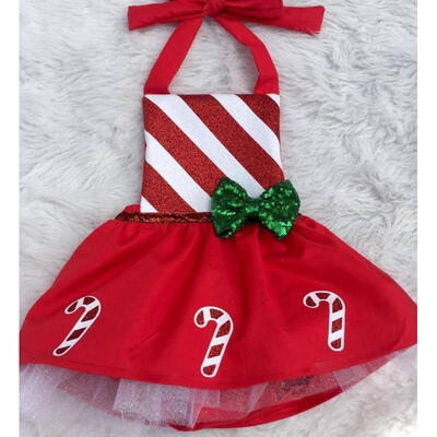 

Newborn Baby Girl Dress Tulle Tutu Striped Christmas Outfits Costume 0-18M