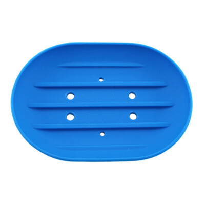 

Bathroom Silicone Soap Dish Storage Holder Rack Bath Soapbox Plate Tray Drain