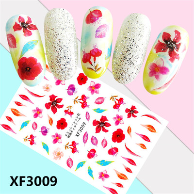 

Toponeto Fresh Style Flower Print 3D Nail Art Stickers Manicure Adhesive Transfer Decals