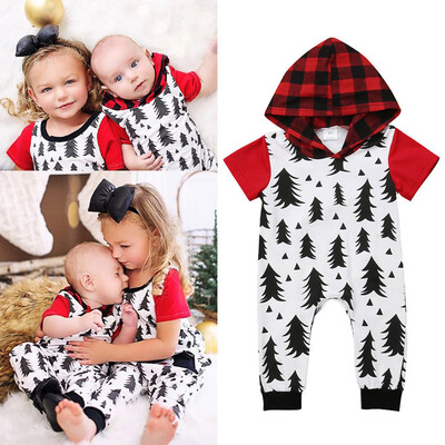 

Christmas Tree Newborn Baby Boys Girls Hooded Romper Jumpsuit Outfits Clothes
