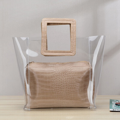 

2019 spring new Korean version of the mother package transparent ladies handbag jelly multicolor handbag