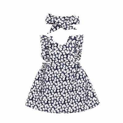 

2019 New Baby Girls Dress Sets Kids Floral Pattern Dresses Casual Flare Sleeve Tutu Sundress With Headband