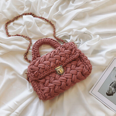 

Small square bag woven handbags new 2019 Messenger bag summer small fresh fashion wild handbag