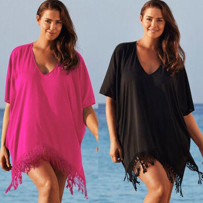 

Plus Size Womens Sexy Bathing Suit Crochet Bikini Swimwear Cover Up Beach Dress