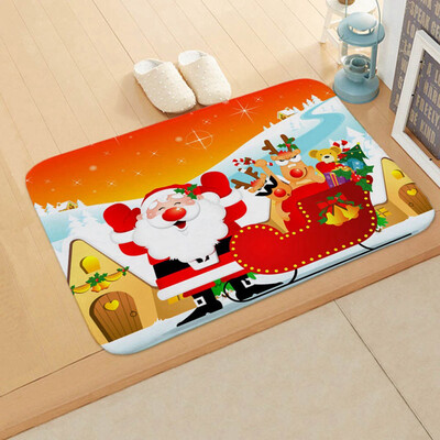 

New Fashion 8 Styles Santa Claus Christmas Flannel Door Mat Floor Mat Bathroom Home Absorbent Non-Slip