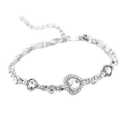 

New Hottest Womens Ladies Crystal Rhinestone Bangle Ocean Blue Bracelet Chain Heart Jewelry
