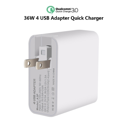 

36W 4 USB Adapter Quick Charger30 Type-C USB Charger For Apple iPhone Samsung Huawei Nokia XiaoMi Vivo Sony Lenovo Philip