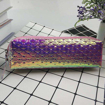 

Creative New Boys Girls Fish Scale Laser Pencil Case Pen Bags Stationery