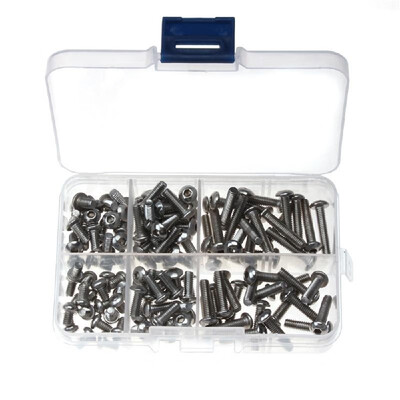 

150PCS Stainless Steel Screws M-4 Round-head Inner Hexagonal Screws Bolts Assortment Kit with Storage Box