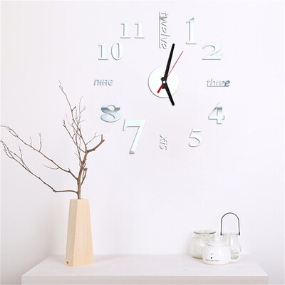 

Gobestart 3D DIY Roman Numbers Acrylic Mirror Wall Sticker Clock Home Decor Mural Decals