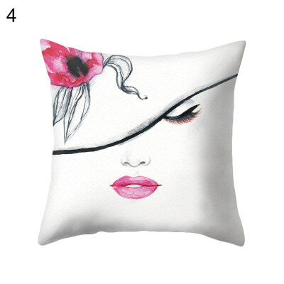 

Women Portrait Pillow Case Cushion Cover Sofa Bed Car Cafe Office Decoration