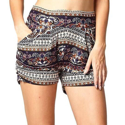 

Tailored Women Print Casual Elastic Band Loose Hot Pants Lady Summer Beach Shorts Trouser