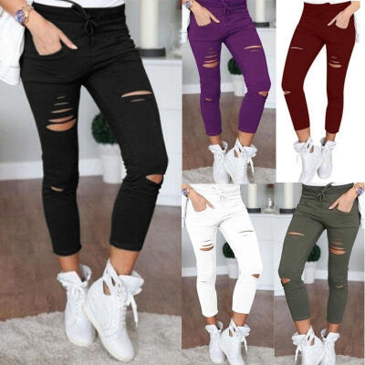 

New Womens Stretchy Faded Ripped Slim Fit Skinny Jeggings Trousers Ladies Pants