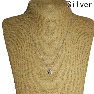 

New Simple Cute Gold Silver Plated Star Necklace Pendant Chain Sweet Elegant Women Party Wedding Jewelry Accessories