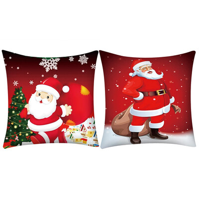 

Tailored Merry Christmas Print Pillow Case Polyester Sofa Car Cushion Cover Home Decor