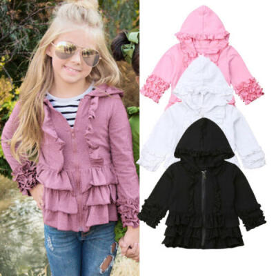 

UK Toddler Kids Girls Solid Outwear Ruffle Coat Jacket Autumn Casual Clothes Set