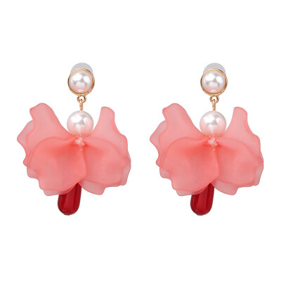 

2019 Fashion colorful Resin Flower Long Earrings Bohemia Handmade Petal Dangle Earrings For Women ZA Jewelry Gift