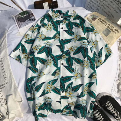 

Tailored Men Summer Fashion Shirts Casual Printing Beach Shirts Short-Sleeve Top Blouse