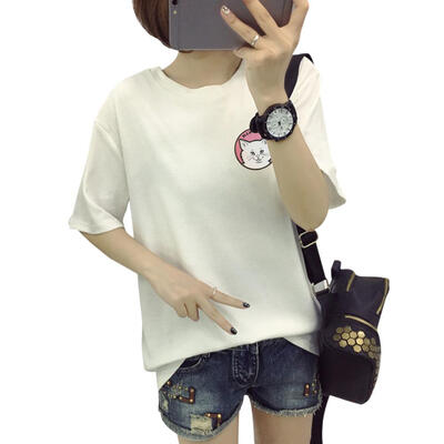 

Animal Print Fashion Women T-Shirts Short Sleeve Summer Leisure Loose Tees