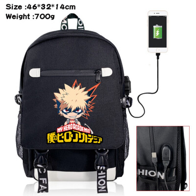 

yuangong Exquisite Life Essentials My Hero Academia Printed Backpacks Student School Bag Laptop Backpack with USB Charging