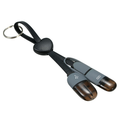 

USB Charging Cable 2 in 1 Charging Cable Micro USB Lightning Ports Mobile Phone Charger for iPhone Android Black
