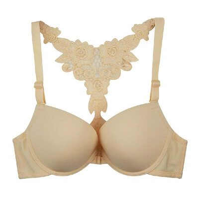 

New Sexy Women Bra Front Closure Lace Racer Back Padded Push Up Seamless Bra