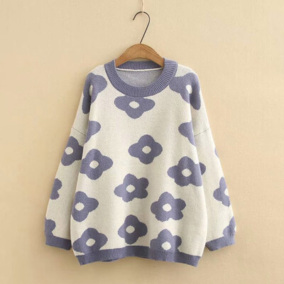 

〖Follure〗Womens Fashion AutumnWinter Long Sleeve Floral Knitted Pullover Sweater Tops