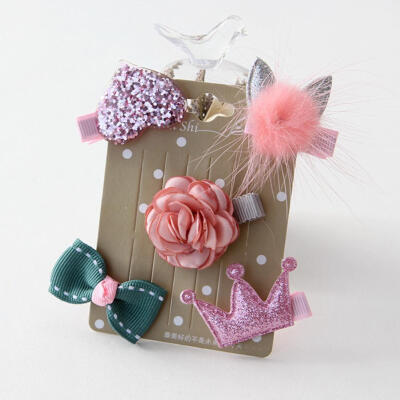 

Cute Kids Girls Hairpins Rubber Hair Clips Rope Headwear Set Accessories