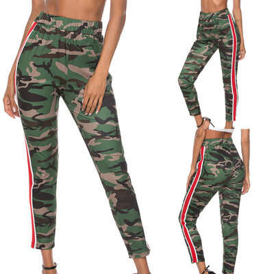 

Womens Causal Office Ladies High Waist Outdoor Camouflage Print Long Pants