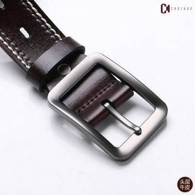 

Belt mens leather sewing thread hollow belt wild pants belt casual leather Japanese pin buckle mens belt